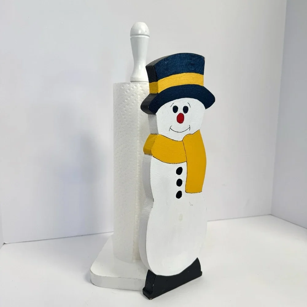 Snowman Paper Towel Holder Wooden Christmas‎ Decor
